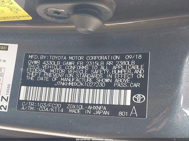 JTNKHMBX2K1027230 Toyota C-HR LE