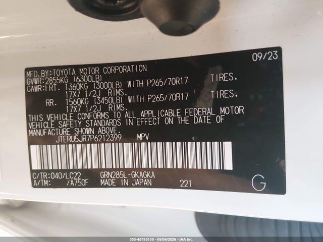 JTERU5JR7P6212399 Toyota 4runner Trd Off Road Premium