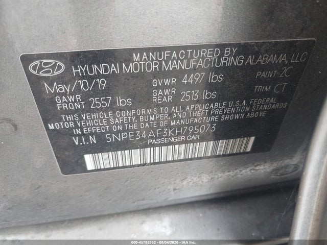 Продаж на аукціоні авто 2019 Hyundai Sonata Sport, vin: 5NPE34AF3KH795073, номер лоту: 45785252