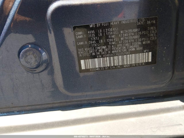 Subaru Outback 2.5i Premium 2016 4S4BSACC0G3357682 Image 9