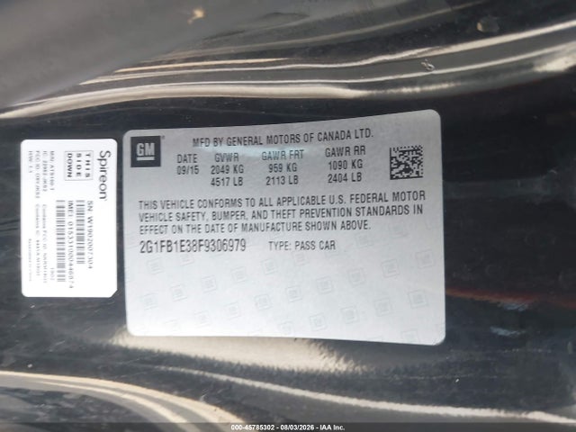 Продажа на аукционе авто 2015 Chevrolet Camaro 2ls, vin: 2G1FB1E38F9306979, номер лота: 45785302