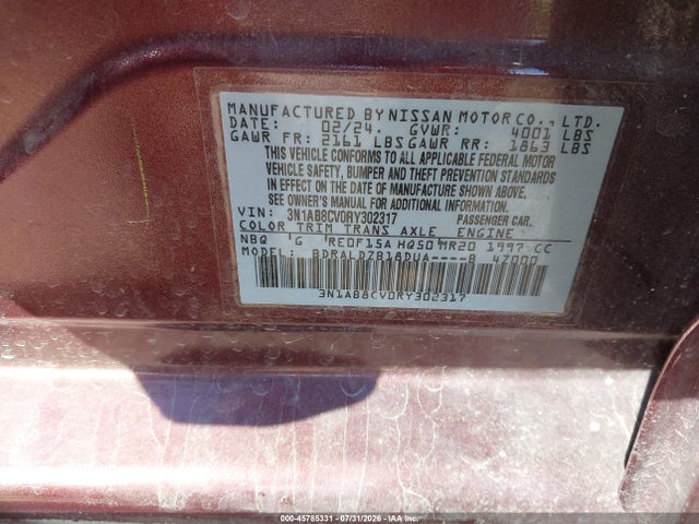 3N1AB8CV0RY302317 Nissan Sentra Sv Xtronic Cvt