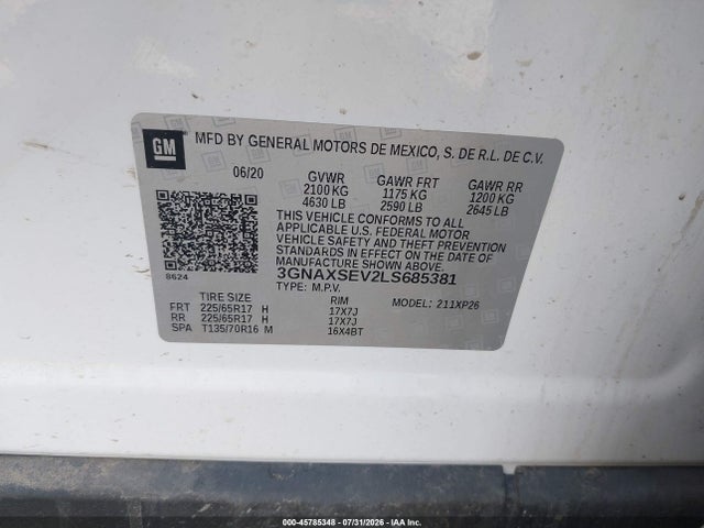 Chevrolet Equinox Awd Ls 2020 3GNAXSEV2LS685381 Image 9