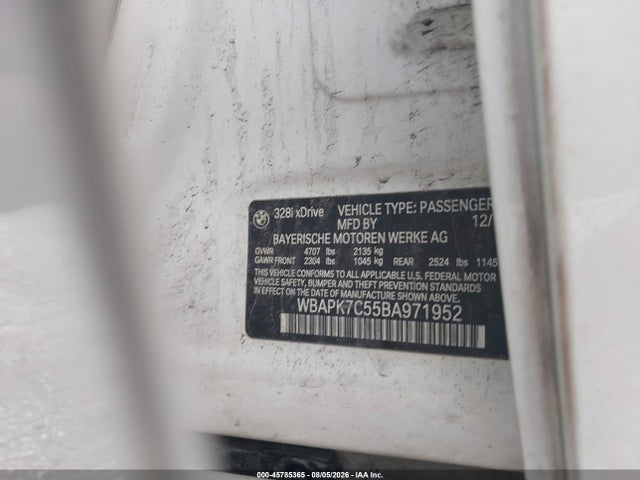 Продаж на аукціоні авто 2011 Bmw 328i Xdrive, vin: WBAPK7C55BA971952, номер лоту: 45785365