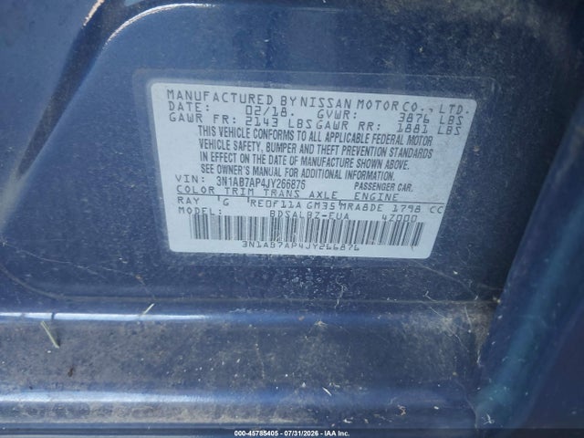 Nissan SENTRA S 2018 3N1AB7AP4JY266876 Image 9