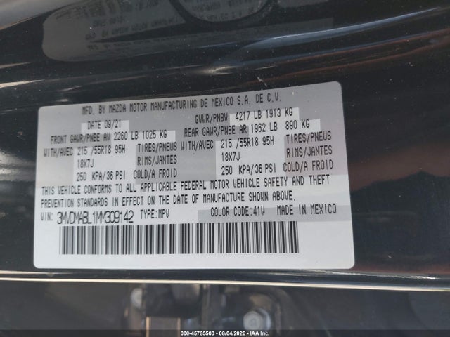 Aukcja sprzedaży 2021 Mazda Cx-30 Select, vin: 3MVDMABL1MM309142, numer aukcji: 45785503