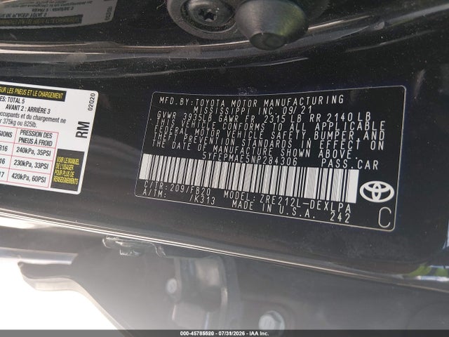 Toyota COROLLA LE 2022 5YFEPMAE5NP284306 Image 9