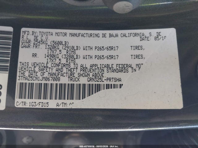 3TMAZ5CN1JM067008 Toyota Tacoma Trd Sport