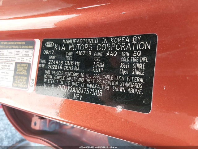 Продажа на аукционе авто 2018 Kia Soul !, vin: KNDJX3AA8J7571818, номер лота: 45785565