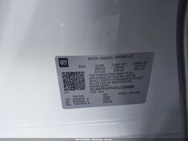 2025 Buick Enclave Preferred Fwd მანქანა იყიდება აუქციონზე, vin: 5GAERARS4SJ226689, აუქციონის ნომერი: 45785596