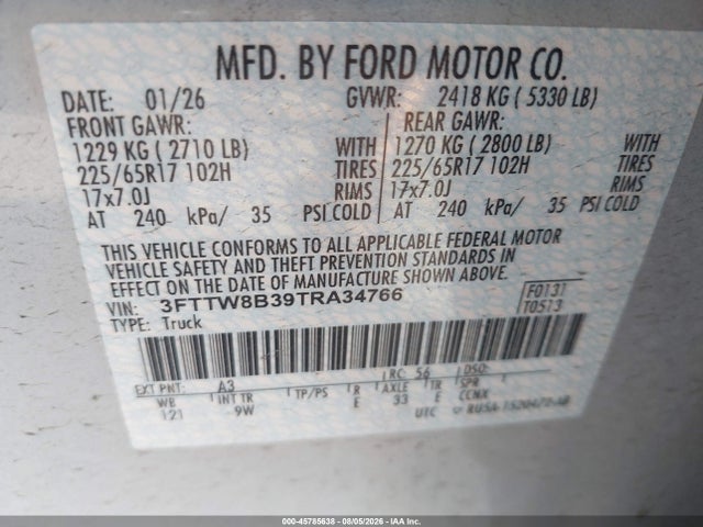 Ford Maverick Xl 2026 3FTTW8B39TRA34766 Image 9