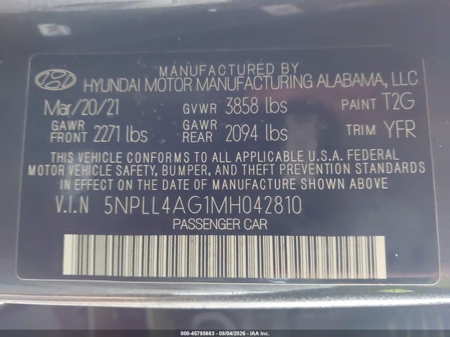 Продажа на аукционе авто 2021 Hyundai Elantra Se, vin: 5NPLL4AG1MH042810, номер лота: 45785683