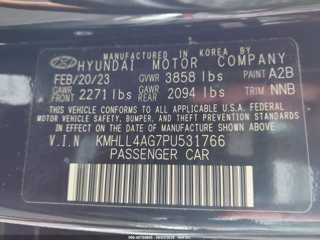 Продажа на аукционе авто 2023 Hyundai Elantra Se, vin: KMHLL4AG7PU531766, номер лота: 45785685