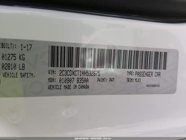 45785794 :رقم المزاد ، 2C3CDXCT1HH532675 vin ، 2017 Dodge Charger Daytona 340 Rwd مزاد بيع