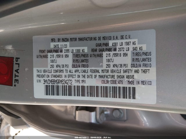 Aukcja sprzedaży 2024 Mazda Cx-30 2.5 S Select Sport, vin: 3MVDMBBM9RM634272, numer aukcji: 45785913