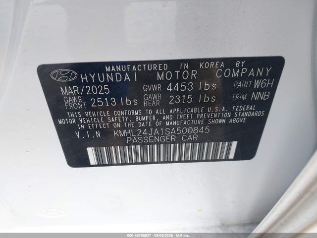 Продажа на аукционе авто 2025 Hyundai Sonata Se, vin: KMHL24JA1SA500845, номер лота: 45785927