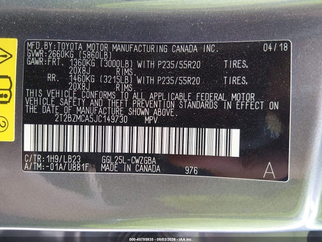 Lexus RX 350 2018 2T2BZMCA5JC149730 Image 9