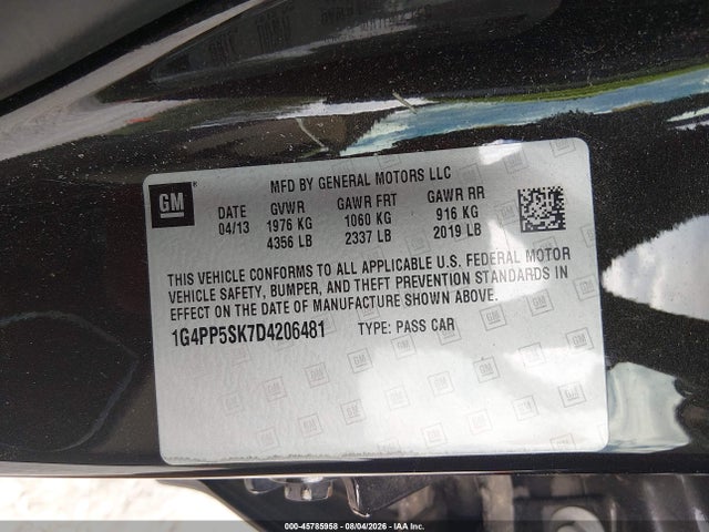 Продажа на аукционе авто 2013 Buick Verano, vin: 1G4PP5SK7D4206481, номер лота: 45785958