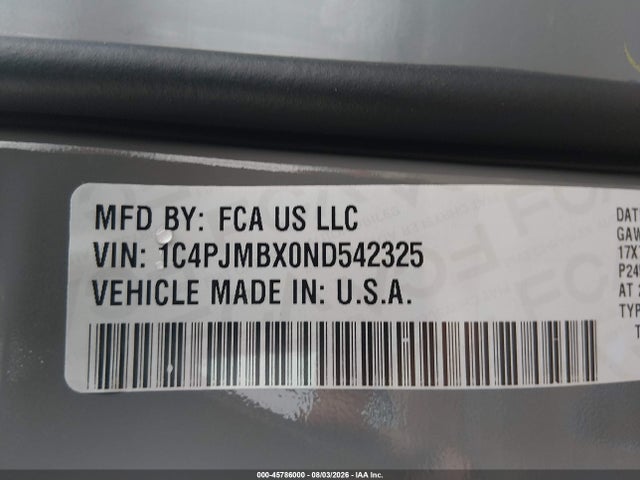 Продажа на аукционе авто 2022 Jeep Cherokee Trailhawk 4x4, vin: 1C4PJMBX0ND542325, номер лота: 45786000