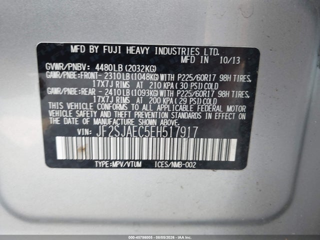 Subaru Forester 2.5i Premium 2014 JF2SJAEC5EH517917 Image 9