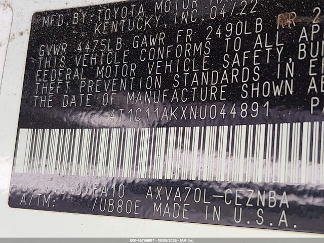 Toyota CAMRY LE 2022 4T1C11AKXNU044891 Image 9