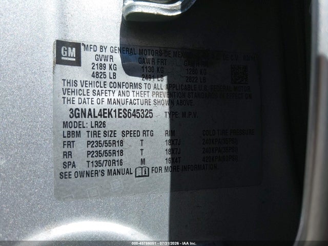 3GNAL4EK1ES645325 Chevrolet Captiva Sport Fleet Ltz