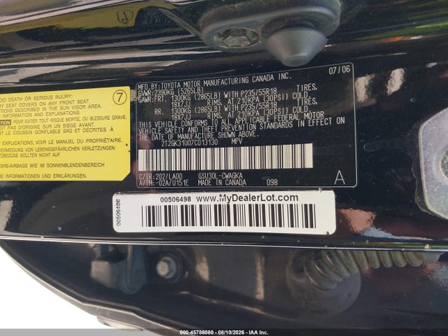 Продажа на аукционе авто 2007 Lexus Rx 350, vin: 2T2GK31U07C013130, номер лота: 45786080