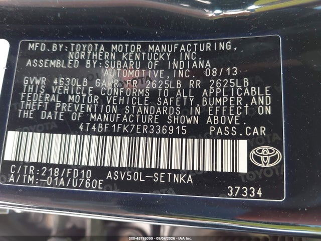 45786099 :رقم المزاد ، 4T4BF1FK7ER336915 vin ، 2014 Toyota Camry Le مزاد بيع