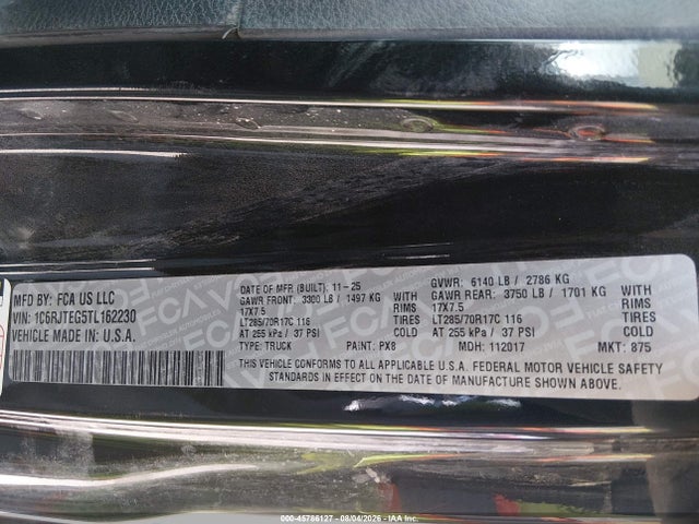 2026 Jeep Gladiator Mojave 4x4 მანქანა იყიდება აუქციონზე, vin: 1C6RJTEG5TL162230, აუქციონის ნომერი: 45786127