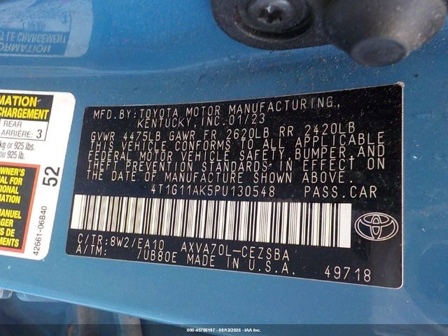 Продаж на аукціоні авто 2023 Toyota Camry Se, vin: 4T1G11AK5PU130548, номер лоту: 45786197