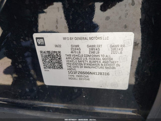 1G1FZ6S06N4128316 Chevrolet Bolt Euv Fwd Premier