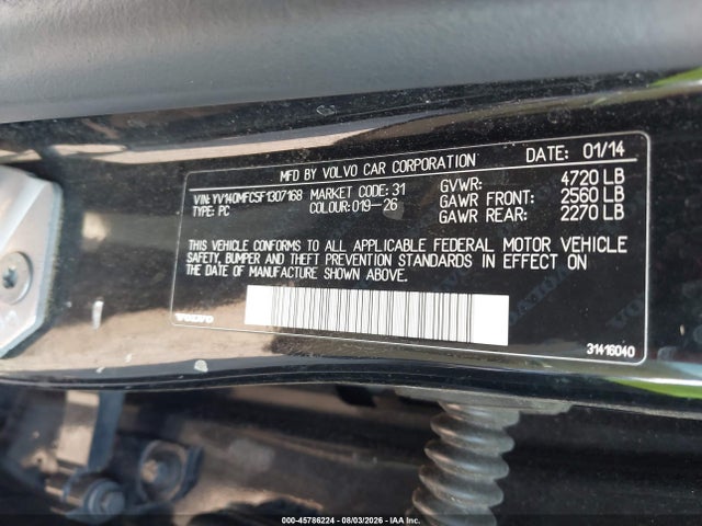 2015 Volvo S60 T5 Premier Plus მანქანა იყიდება აუქციონზე, vin: YV140MFC5F1307168, აუქციონის ნომერი: 45786224