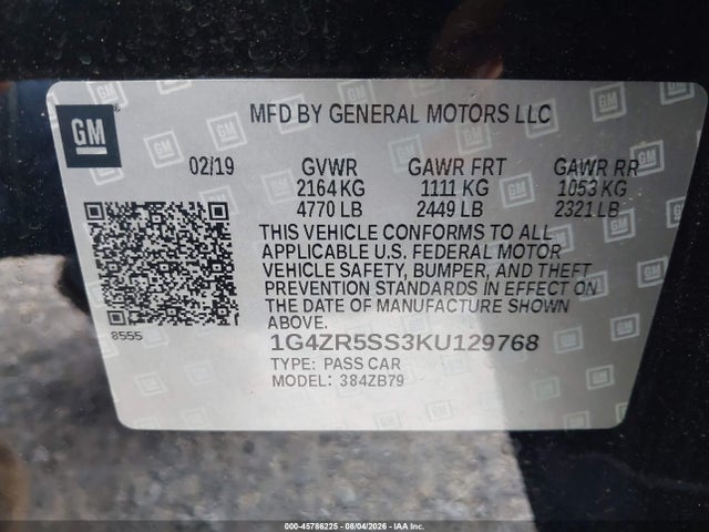 Продаж на аукціоні авто 2019 Buick Lacrosse Awd Essence, vin: 1G4ZR5SS3KU129768, номер лоту: 45786225