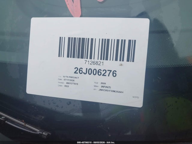 Продажа на аукционе авто 2009 Infiniti G37x, vin: JNKCV61F29M352604, номер лота: 45786310