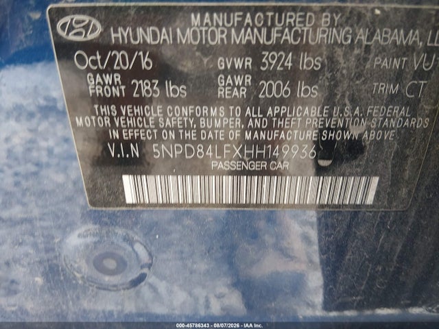 5NPD84LFXHH149936 Hyundai Elantra Value Edition