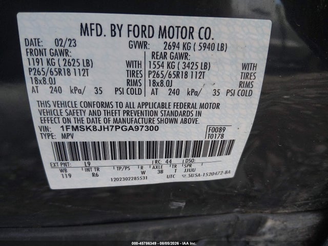 Продаж на аукціоні авто 2023 Ford Explorer Timberline, vin: 1FMSK8JH7PGA97300, номер лоту: 45786349