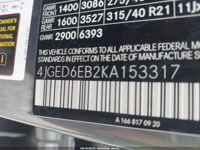 Aukcja sprzedaży 2019 Mercedes-benz Amg Gle 43 Coupe 4matic, vin: 4JGED6EB2KA153317, numer aukcji: 45786375