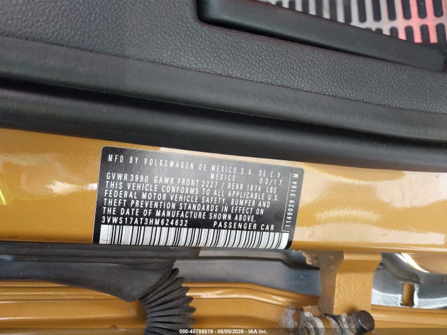 Продажа на аукционе авто 2017 Volkswagen Beetle 1.8t Dune, vin: 3VWS17AT3HM624632, номер лота: 45786519
