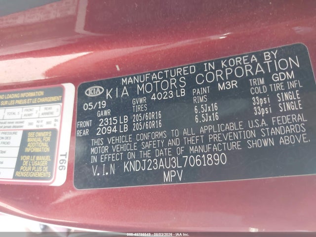 KIA SOUL LX 2020 KNDJ23AU3L7061890 Image 9