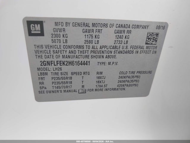 Chevrolet EQUINOX LT 2017 2GNFLFEK2H6164441 Image 9