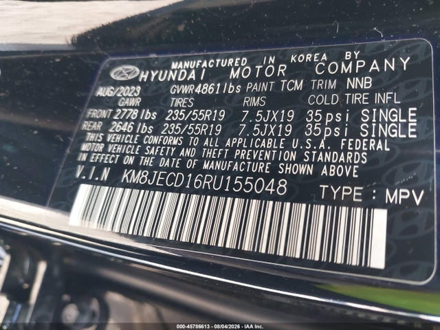 45786613 :رقم المزاد ، KM8JECD16RU155048 vin ، 2024 Hyundai Tucson Hybrid Limited مزاد بيع