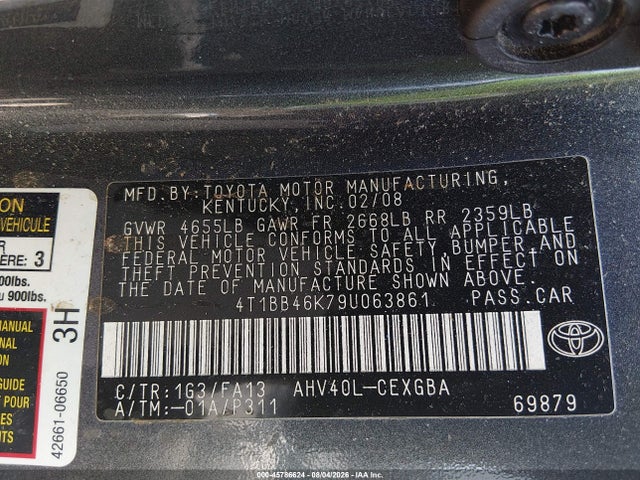 45786624 :رقم المزاد ، 4T1BB46K79U063861 vin ، 2009 Toyota Camry Hybrid مزاد بيع
