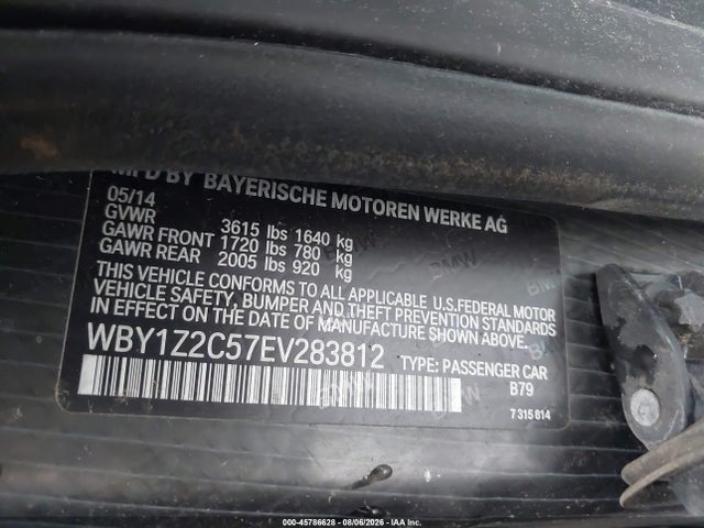 Aukcja sprzedaży 2014 Bmw I3, vin: WBY1Z2C57EV283812, numer aukcji: 45786628