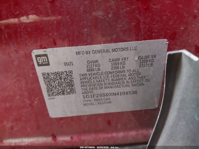 1G1FZ6S0XN4104536 Chevrolet Bolt Euv Fwd Premier