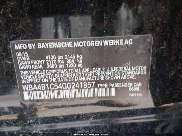 Продажа на аукционе авто 2016 Bmw 435i Gran Coupe, vin: WBA4B1C54GG241857, номер лота: 45786760