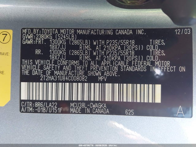 Продажа на аукционе авто 2004 Lexus Rx 330, vin: 2T2HA31U84C008082, номер лота: 45786776