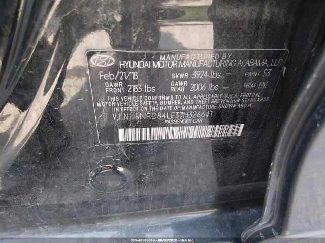 Продаж на аукціоні авто 2018 Hyundai Elantra Sel, vin: 5NPD84LF3JH326641, номер лоту: 45786819