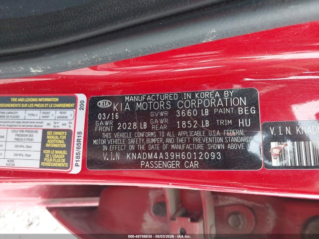 KIA RIO LX 2017 KNADM4A39H6012093 Image 9