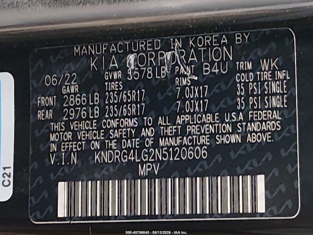KNDRG4LG2N5120606 KIA Sorento Hybrid S