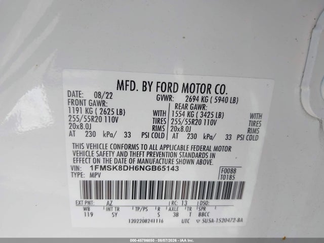 Ford EXPLORER XLT 2022 1FMSK8DH6NGB65143 Image 9